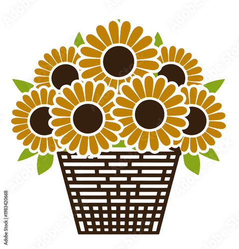 sunflower in a basket
