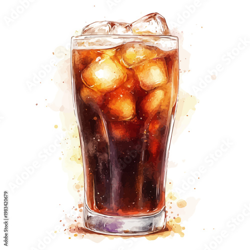 фотографія Cola, semi-realistic fantasy illustration, gentle magical details, watercolor pa
