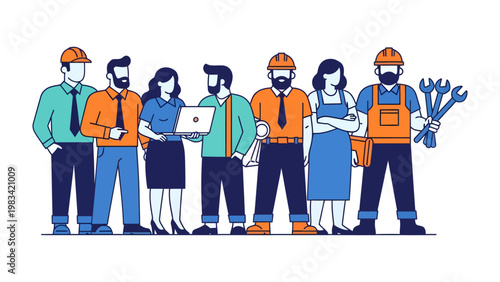 Fotografía Team of Professionals: An illustration showcasing a diverse team of professionals