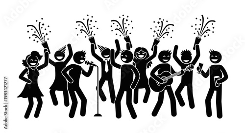 People celebrating with fireworks and music.