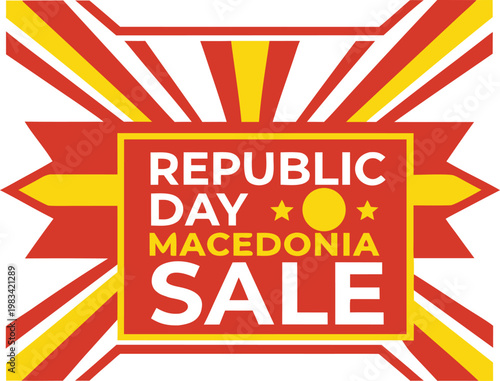 Red and yellow sale tag for republic day macedonia with starburst