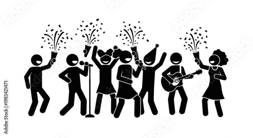 People celebrating with fireworks and music.