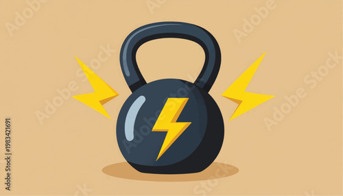 Kettlebell with Lightning Bolt Icon Fitness.