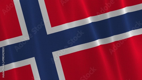 Waving Norway flag animation with realistic fabric texture and smooth motion, perfect for Scandinavian and global content.