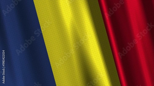 Waving Romania flag animation with smooth motion and realistic textile effect, ideal for European, cultural, and national projects.