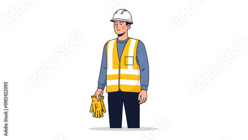 Safety-Conscious Constructor: A diligent construction worker stands prepared at a project site, symbolizing diligence, safety, and responsibility in the industry.