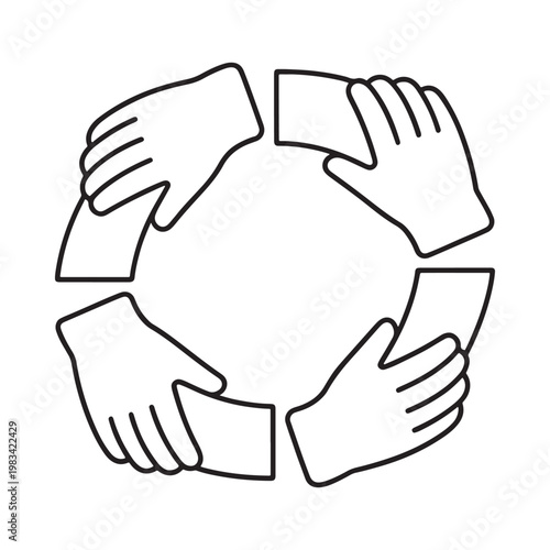 Hands forming a circle symbolizing unity teamwork and global connection