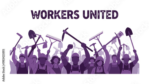 Workers United: A symbol of collective strength and solidarity is shown through a graphic of a group of workers, united in a shared purpose and determination.