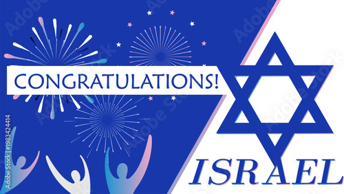Israel 78th anniversary, Independence Day Jewish holiday festive greeting poster, Jerusalem banner with Israeli blue star, flag, fireworks vector Congratulation wallpaper 2026 celebrate featured event