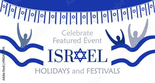 Israel 78th anniversary, Independence Day Jewish holiday festive greeting poster, Jerusalem banner with Israeli blue star, flag, fireworks, vector modern design headline 2026 celebrate featured event