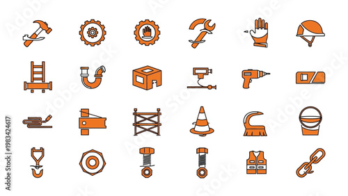Construction Tools Collection: A curated collection of essential construction tools, each expertly designed for precision and functionality, perfect for illustrating construction-related themes.