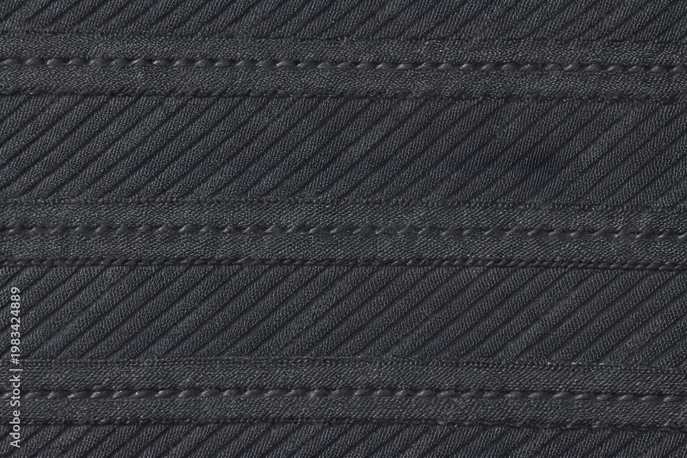 Fototapeta premium Natural Dark Gray Horizontal Striped Quilted Fabric Texture Background