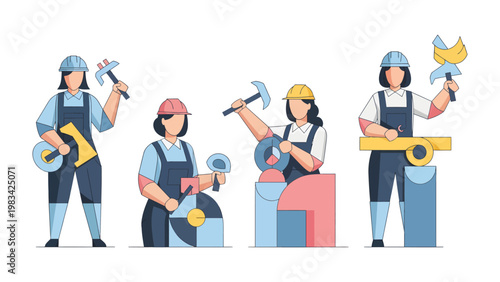 Artisan at Work: An artistic illustration captures the essence of female artisans at work, engaged in their crafts with focus and precision. Depicting the dedication and skilled workmanship.