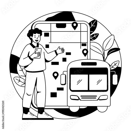 A glyph style illustration showing vehicle tracking