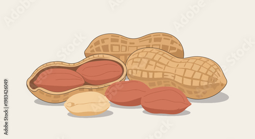 Peanuts in Shell and Shelled Healthy Snack Food.