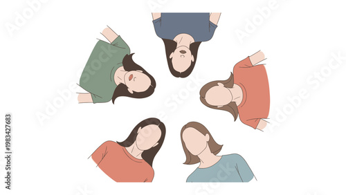 Unity in the Circle: A visual representation of solidarity, this image portrays a circle of diverse individuals, their figures aligned to symbolize unity, support, and collective strength.