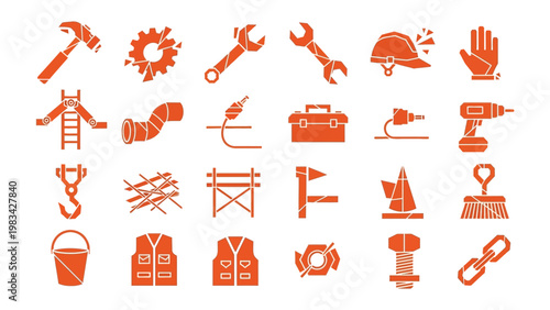 Crafting Tools Illustration: A curated illustration of construction tools, arranged meticulously to represent craftsmanship and industry functionality.
