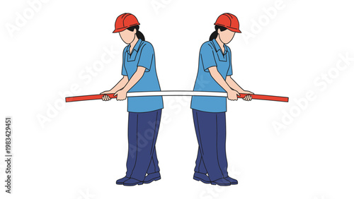 Precise Alignment: Two individuals engaged in a meticulous task, working together to achieve perfect alignment with focused attention, showcasing teamwork and precision.