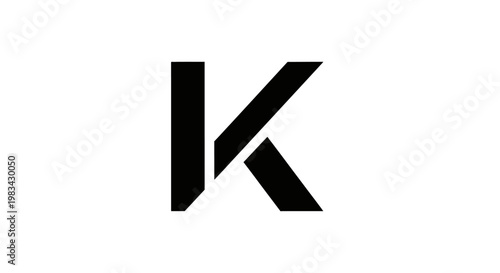 Bold black capital letter k with modern cut lines on a clean white backdrop