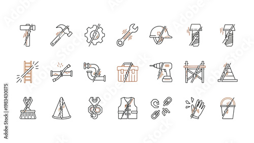 Construction Toolkit: An array of tools and equipment essential to construction, meticulously arranged to embody the craft's fundamentals and provide an overview of construction processes.