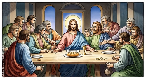 The Last Supper - A depiction of Jesus with his disciples.