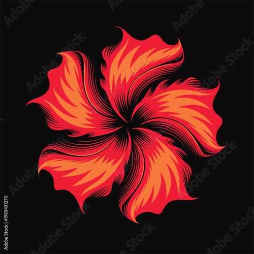 Tropical Hibiscus Vector Art