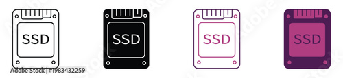 SSD icon set, faster performance, file access quick and seamless for computers symbol. Vector illustration.