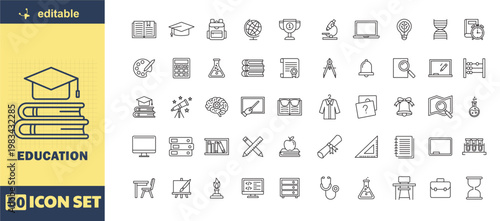 A set of editable education icons for learning and school purposes