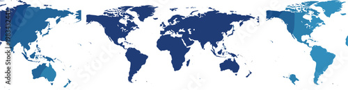 World Map with Blue Gradient Illustration for Global Business, Geography, Travel, and International Designs