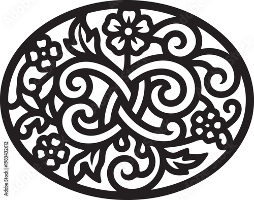 Elegant Vintage Floral Antique Brooch Icon for Jewelry Designers, Historical Fashion Collectors, Branding Artists, and Digital Illustrations – Perfect for Luxury Packaging, Wedding