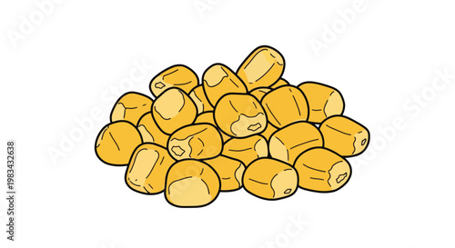 Pile of Corn Kernels Fresh Yellow Grain for Food and Agriculture.