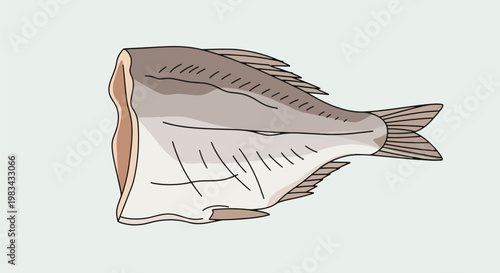 Fish fillet preparation raw seafood ingredient white background.