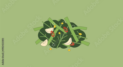 Fresh Korean Kimchi Cabbage Salad with Garlic and Chili.