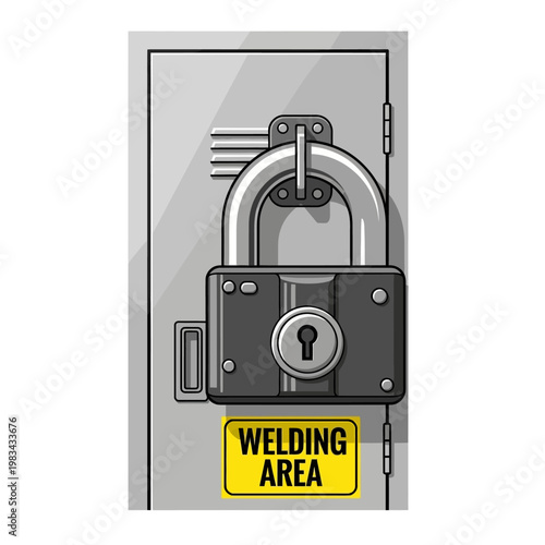 Padlock Secures Metal Door with 