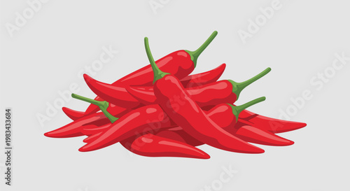 Pile of Fresh Red Chili Peppers.
