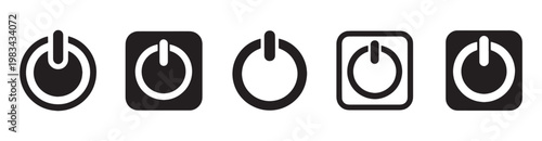 Power button technology web icon set on off switch symbols in vector illustration collection