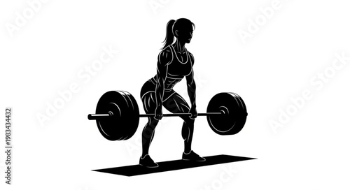Silhouette of a Woman Performing a Deadlift Exercise.