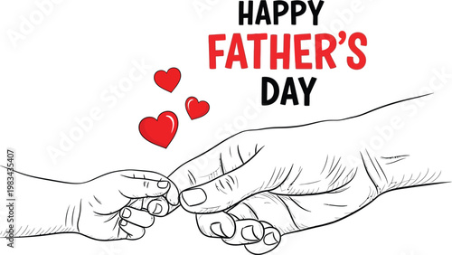 Happy father's day heartwarming sketch of father and child hand connection