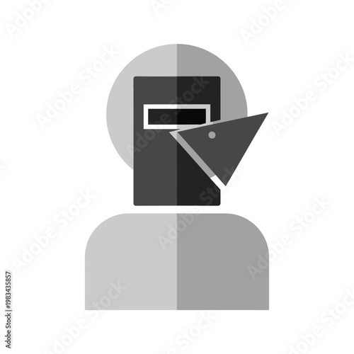 Welder Icon Flat Design: Safety Mask, Protective Gear, Industrial Worker, Occupation