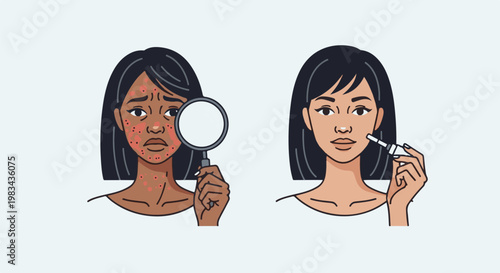 Women's skin issues before and after using treatment