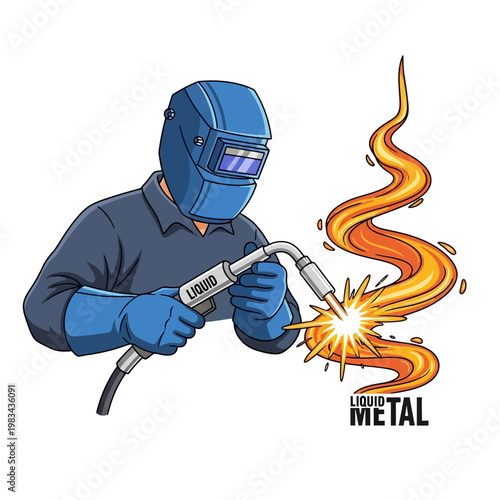 Welder in Protective Gear Sparks Fiery Metal Fusion with Welding Torch