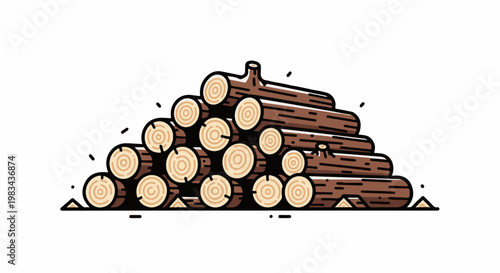 A stack of cut logs, stacked in a pyramid shape, against a white background