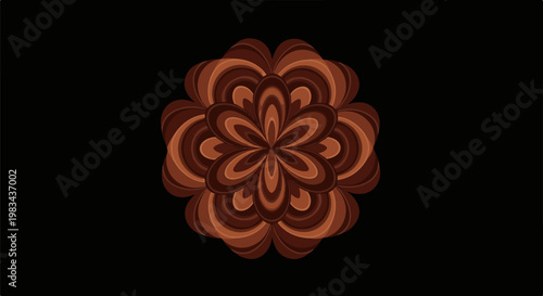Abstract brown layered flower-like shape on black