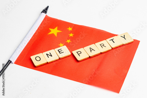 The flag of China with One Party spelt across it