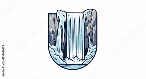 Majestic waterfall cascading over rocky cliffs into a pool below