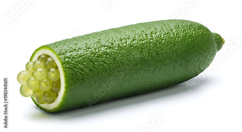 Fresh green zucchini cut in half.