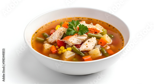 Delicious bowl of chicken noodle soup.