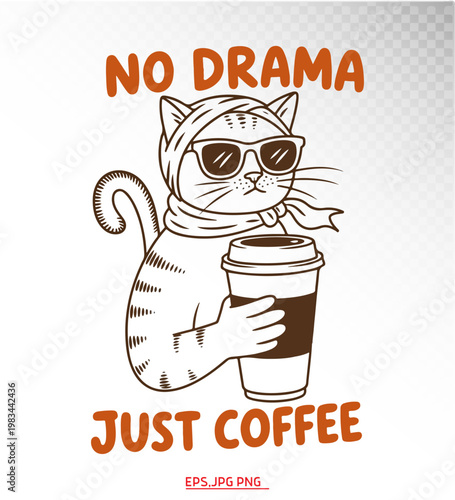 NO DRAMA  just COFFEET-shirt design vector file ready