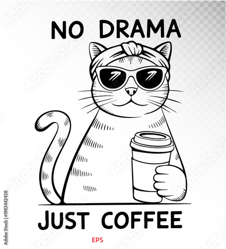 NO DRAMA  just COFFEET-shirt design vector file ready