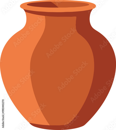 Terracotta vase on white background